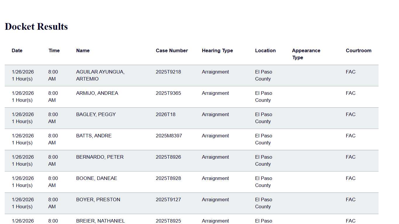 Docket Print Results Colorado Judicial Branch